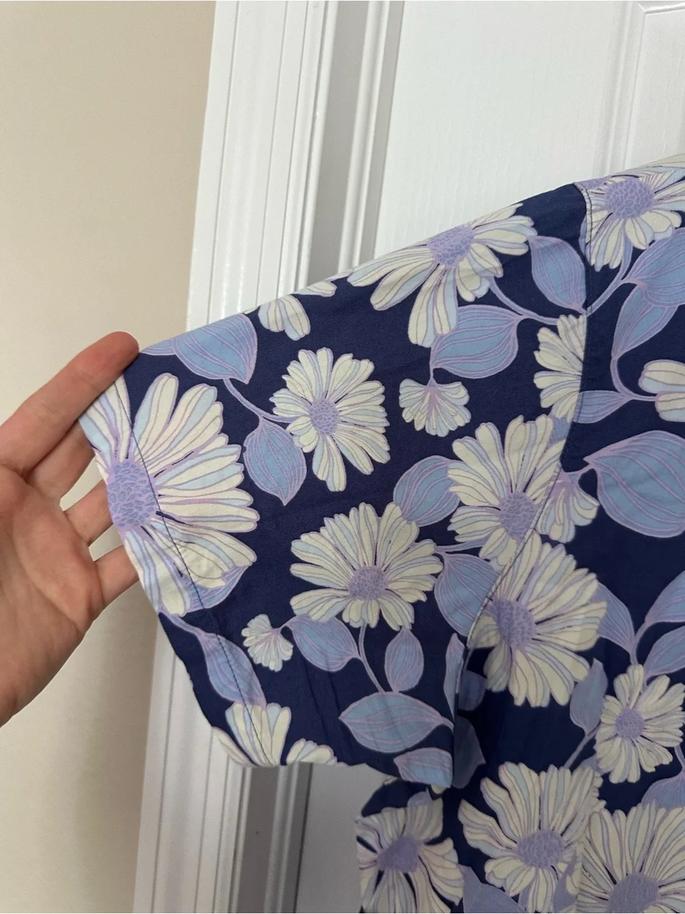 GAP Floral Cotton Pajama Set XL Top & Shorts Blue White Daisy Matching Sleepwear